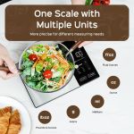 smart digital food kitchen scale with nutritional calculator, on screen nutrient info, free app for calorie & macro tracking, ai scan, personal goals, for weight loss and keto, 11lb/5kg Digital kitchen scale weighing fresh salad bowl