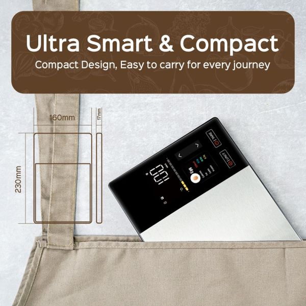 Compact smart kitchen scale in tote bag