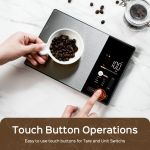 smart digital food kitchen scale with nutritional calculator, on screen nutrient info, free app for calorie & macro tracking, ai scan, personal goals, for weight loss and keto, 11lb/5kg Digital kitchen scale weighing coffee beans in cup