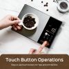 Digital kitchen scale weighing coffee beans in cup