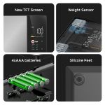 smart digital food kitchen scale with nutritional calculator, on screen nutrient info, free app for calorie & macro tracking, ai scan, personal goals, for weight loss and keto, 11lb/5kg Digital kitchen scale features and components overview