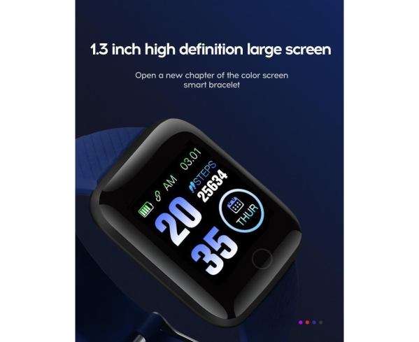 116plus sports android ios bluetooth touch water resistant screen fitness tracker smart wrist bracelet black Smart bracelet with 1.3-inch HD colour display