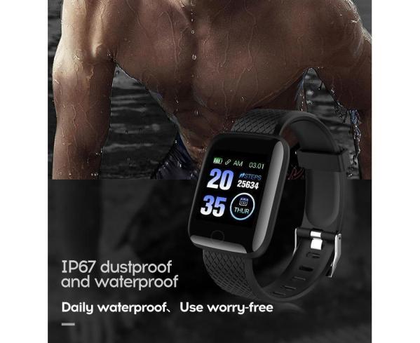 116plus sports android ios bluetooth touch water resistant screen fitness tracker smart wrist bracelet black Waterproof fitness smartwatch with digital display