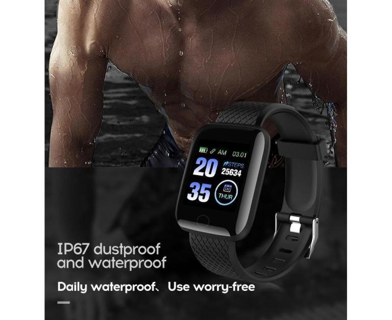 Waterproof fitness smartwatch with digital display