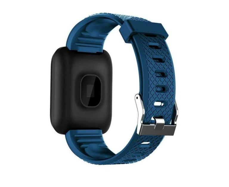 Blue fitness tracker with black rectangular module