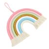 macrame woven rainbow 7 colors hand woven rainbow wall hanging tassel decoration for home room photo prop bz 703 Pastel macramé rainbow wall hanging with tassels