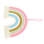 macrame woven rainbow 7 colors hand woven rainbow wall hanging tassel decoration for home room photo prop bz 703 Pastel macramé rainbow wall hanging with tassels