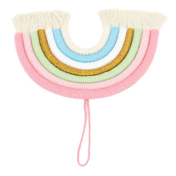 macrame woven rainbow 7 colors hand woven rainbow wall hanging tassel decoration for home room photo prop bz 703 Pastel woven rainbow wall hanging with tassels