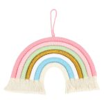 macrame woven rainbow 7 colors hand woven rainbow wall hanging tassel decoration for home room photo prop bz 703 Pastel macramé rainbow wall hanging with tassels