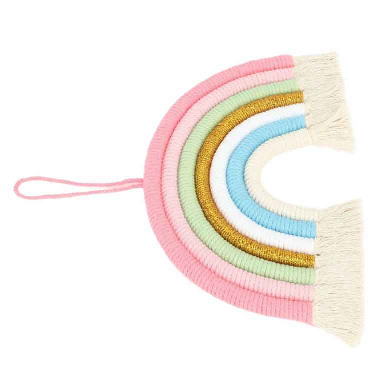 macrame woven rainbow 7 colors hand woven rainbow wall hanging tassel decoration for home room photo prop bz 703 Pastel rainbow macrame wall hanging with tassels