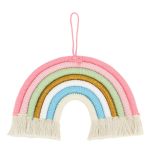 macrame woven rainbow 7 colors hand woven rainbow wall hanging tassel decoration for home room photo prop bz 703 Pastel macramé rainbow wall hanging with tassels