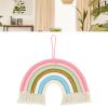 macrame woven rainbow 7 colors hand woven rainbow wall hanging tassel decoration for home room photo prop bz 703 Pastel macramé rainbow wall hanging with tassels