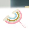 macrame woven rainbow 7 colors hand woven rainbow wall hanging tassel decoration for home room photo prop bz 703 Pastel macramé rainbow wall hanging with tassels