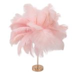 Pink feather table lamp with gold base