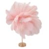 Pink feather lamp on gold stand