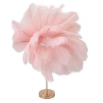 Pink feather lamp on gold stand
