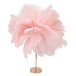 Pink feather decorative piece on gold stand