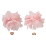Pair of pink feather table lamps