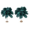 Pair of teal feather table lamps