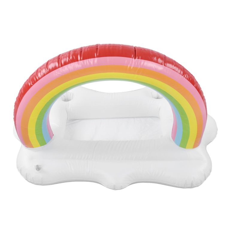 inflatable rainbow cloud drink holder floating beverage salad fruit serving bar pool float tool Inflatable rainbow canopy kids paddling pool