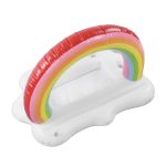 inflatable rainbow cloud drink holder floating beverage salad fruit serving bar pool float tool Inflatable rainbow arch on white cloud base