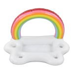 inflatable rainbow cloud drink holder floating beverage salad fruit serving bar pool float tool Inflatable rainbow canopy pool float with cup holders