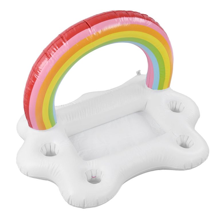 inflatable rainbow cloud drink holder floating beverage salad fruit serving bar pool float tool Inflatable rainbow canopy kids splash pool