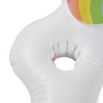 inflatable rainbow cloud drink holder floating beverage salad fruit serving bar pool float tool Close-up of inflatable unicorn pool float