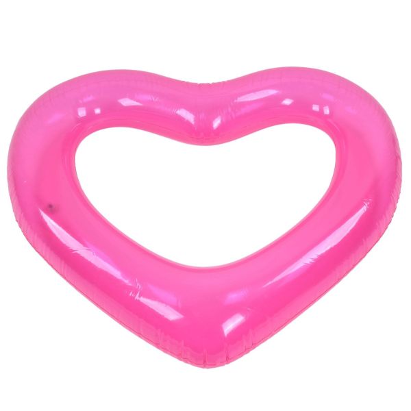 Pink heart-shaped inflatable pool float