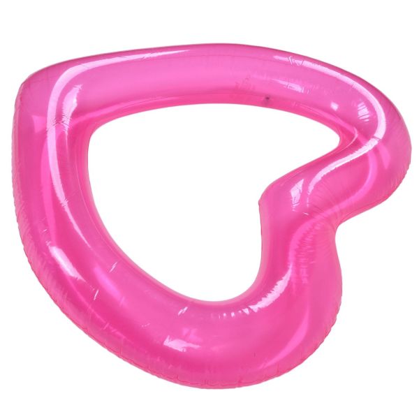 Bright pink heart-shaped inflatable pool float