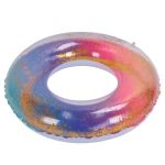 colored swimming rings bright colors sequin thickened inflatable glitter swim rings for swimming pool Glittery pink and blue inflatable swim ring