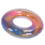 colored swimming rings bright colors sequin thickened inflatable glitter swim rings for swimming pool Glitter-filled pink and blue inflatable swim ring