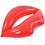 Red inflatable lips pool float on white background