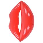 Red inflatable lips balloon on white background