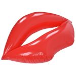 Red inflatable lips on white background