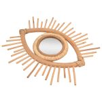 Rattan eye-shaped wall decor with sunburst spokes