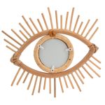 Rattan eye-shaped sunburst wall mirror