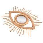 Rattan eye-shaped mirror with sunburst frame
