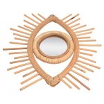 Rattan sunburst mirror frame on white background