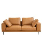 v1316 8219 brown 00.jpg Tan leather two-seater sofa with cushions