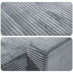 Close-up of grey ribbed fabric cushions