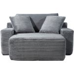 Grey corduroy armchair with matching cushions