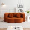 Rust velvet sofa in modern white living room