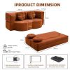 Brown modular sofa bed with dimensions diagram