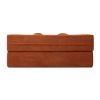 Brown suede sofa back view on white background