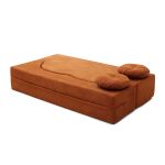 convertible folding sofa bed / plush corduroy loveseat couch orange Brown suede floor sofa bed with cushions