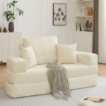 multifunctional round convertible sofa bed(compressed packaging) orange Cream two-seater sofa in minimalist living room