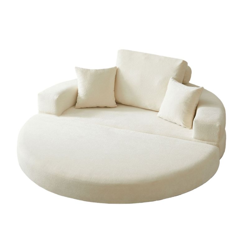 multifunctional round convertible sofa bed(compressed packaging) orange Cream curved sofa with three matching cushions