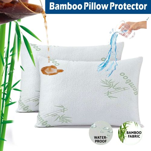 Waterproof bamboo pillow protectors repelling liquid spills
