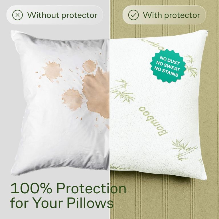 Stained pillow versus clean pillow with protector